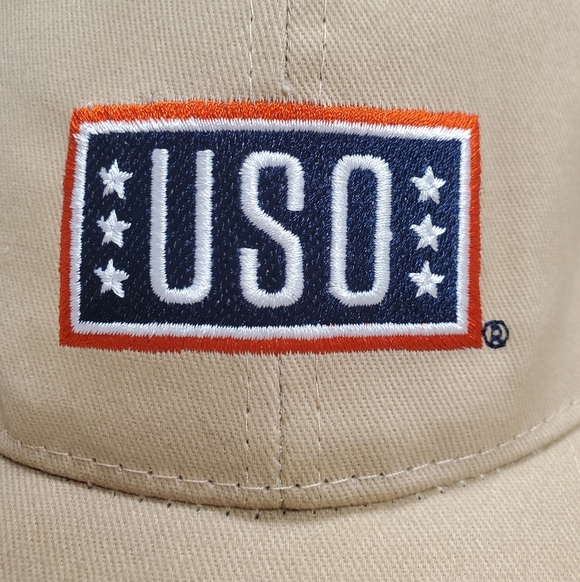 USO Support Our Heroes Slideback Hat Tan OS Adjustable Embroidered Cotton - Picture 3 of 10